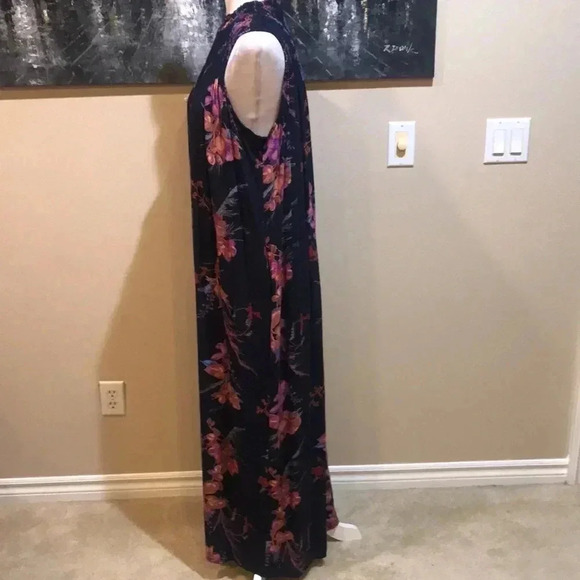 A New Day Floral High Neck Ruffle Maxi with Pockets-Size M - Picture 3 of 8